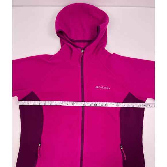 Columbia Fuchsia Pink Full Zip Fleece Hoodie Women’s Size XL - Picture 11 of 12